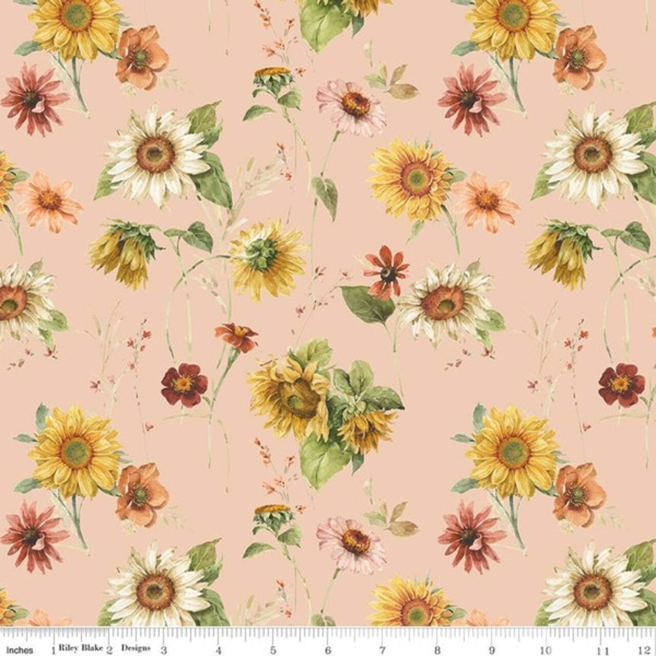 Sunflowers in Blush (cd16670-blush) | Sunflower Whispers | Lisa Audit | Riley Blake